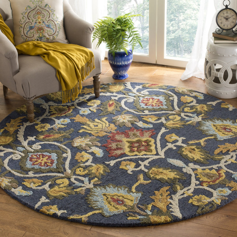 Tansy Hand Tufted Wool Rug, Round 152 cm, Blue/Brown