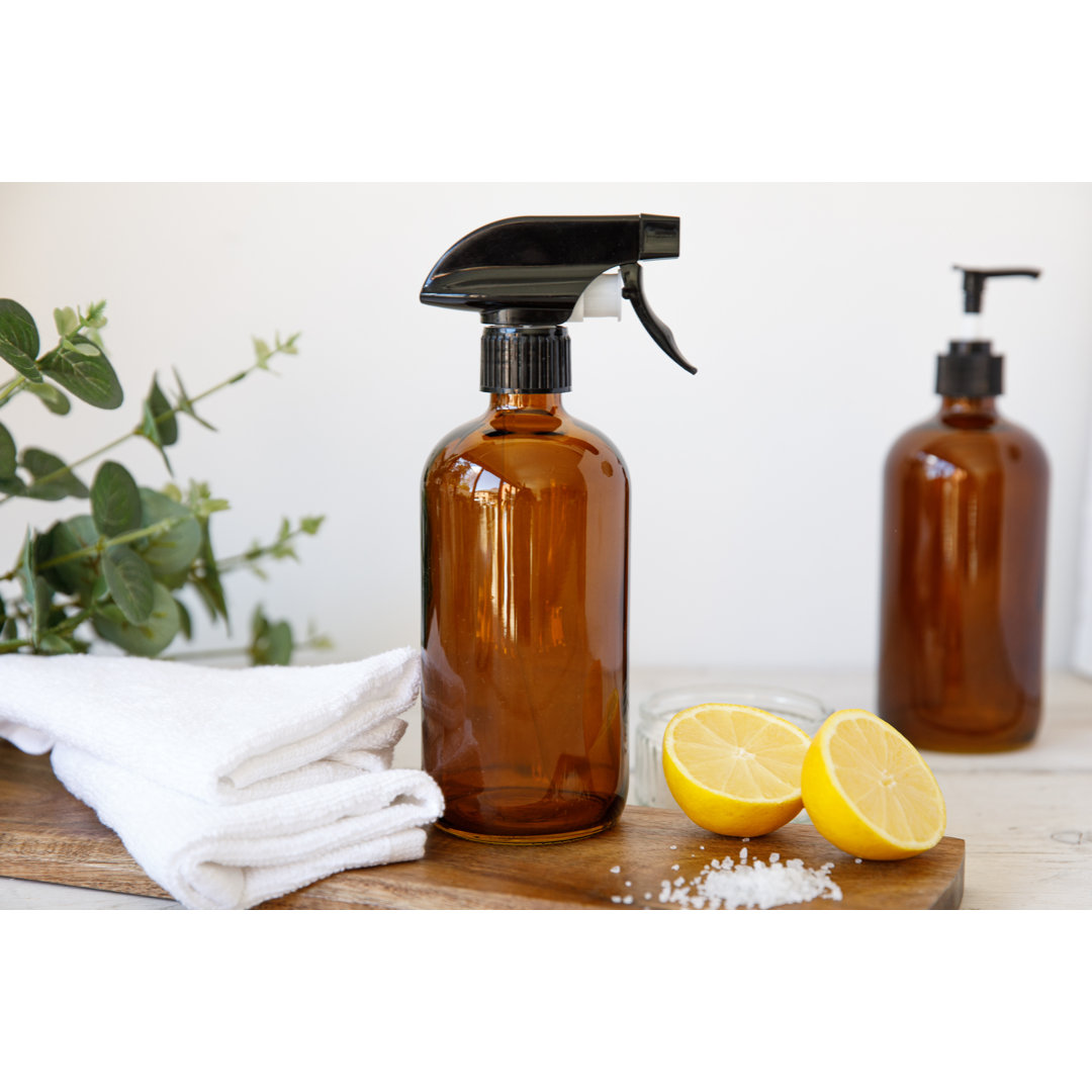 KitchenCraft Living Nostalgia Pump & Spray Bottle Set, Glass, Amber