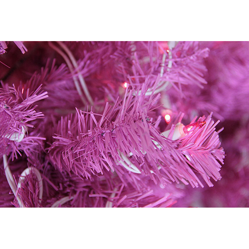 Couronne de Noël artificielle en pin cèdre 24 po pré-éclairée, Rose / Rouge