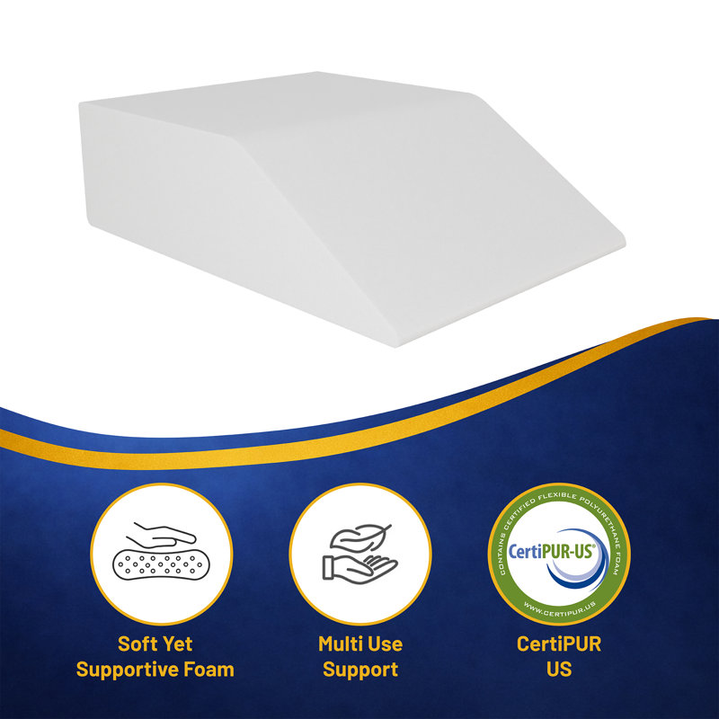 Tatum Multi-Purpose Bed Wedge Pillow Foam Incline Neck Pain, Raise Breathing, Comfortable, Heartburn