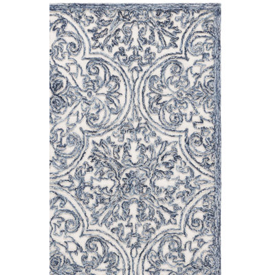 Msr Trace Hand Tufted Wool; Cotton With Latex Damask Rug