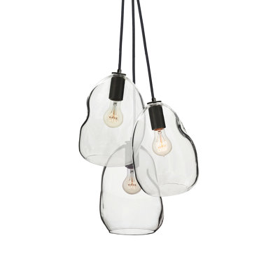 Lustree fantaisie 3 lumières en verre soufflé à la main bubble