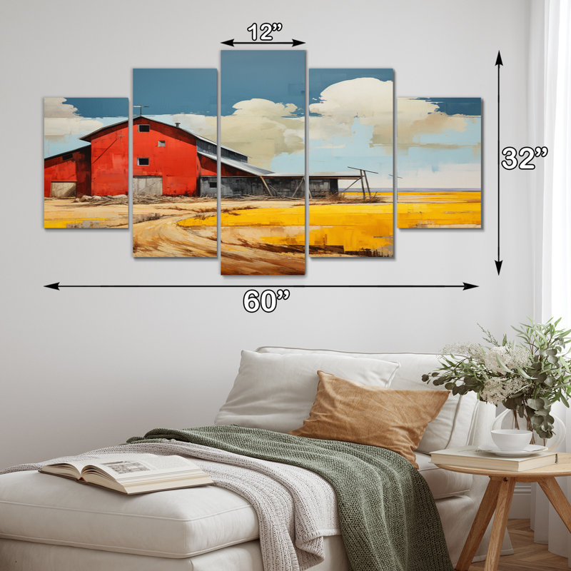 Paysage avec paysage de campagne - Patchwork II - 5 panneaux