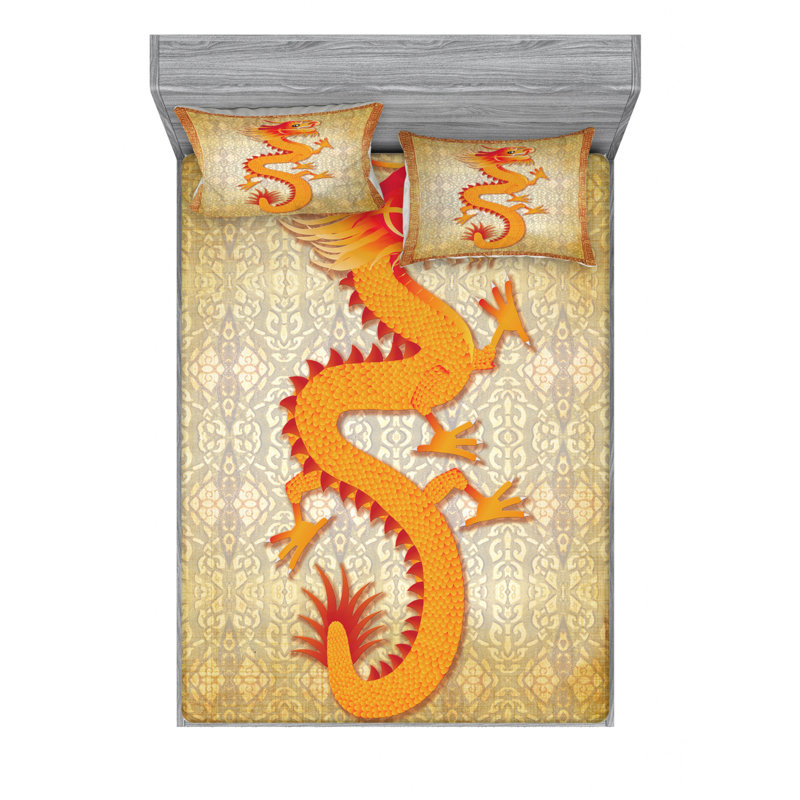 Microfiber Damask Sheet Set, Queen Sheet Set with Fitted Sheet