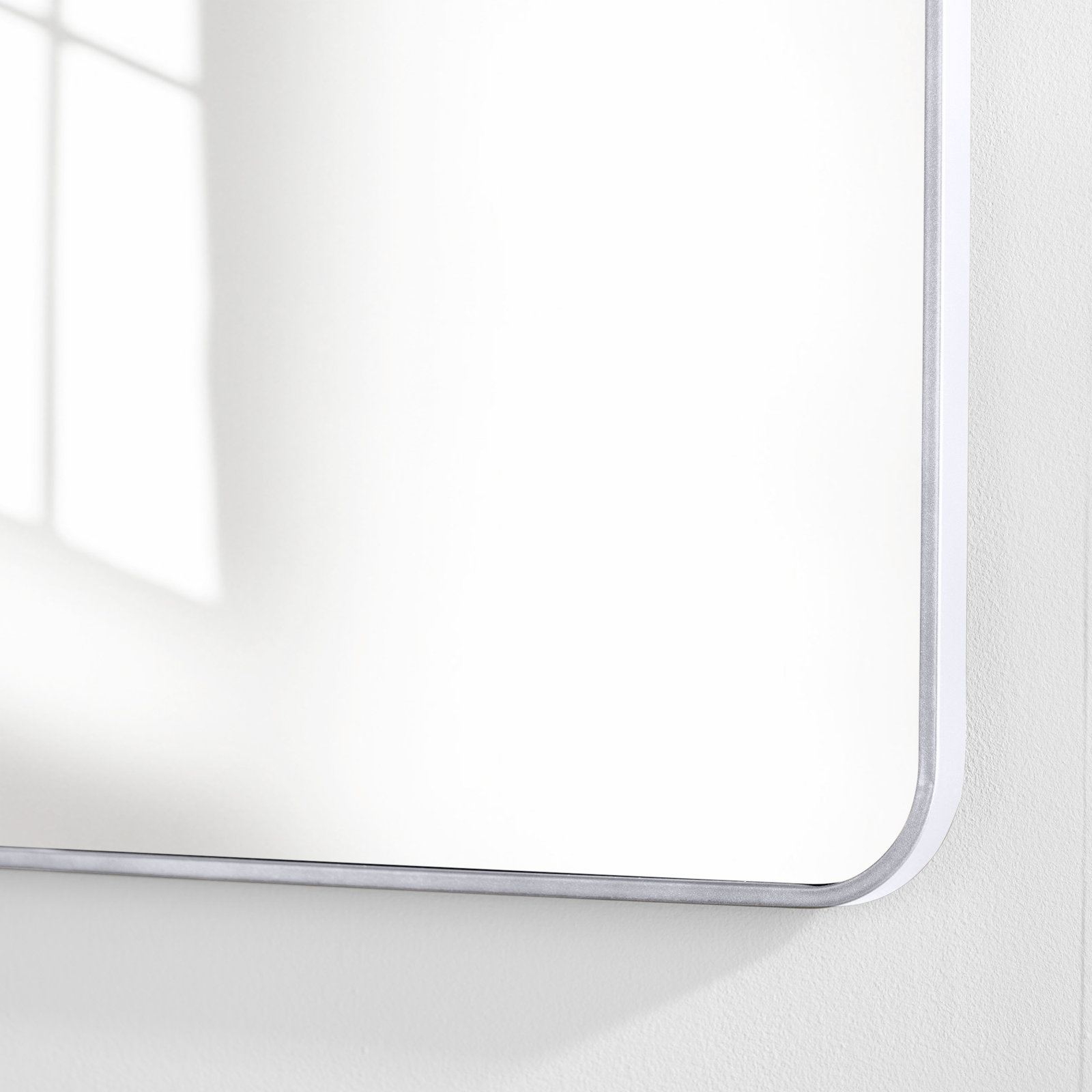 Sabine Metal Rounded Rectangle Wall Mirror, Silver, 36" x 30"