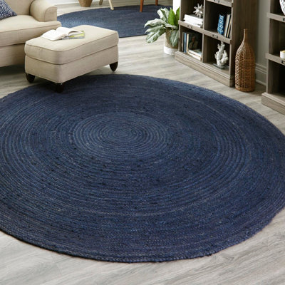 Tapis bleu marine tressé à la main Catriona