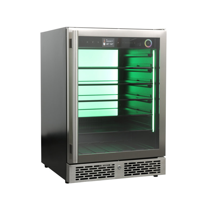 Centre de breuvage 151 canettes Vinotemp Vinoglow, mini-réfrigérateur autoportant, sous le comptoir, acier inoxydable à zone unique avec porte en verre UV et commandes tactiles