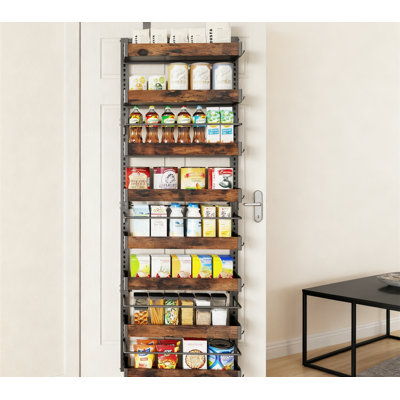Over The Door Pantry Organizer And Spice Rack With Adjustable Baskets, 2-In-1 Wall Mount Or Hanging Storage Shelf For Kitchen Cabinet And Closet Organization