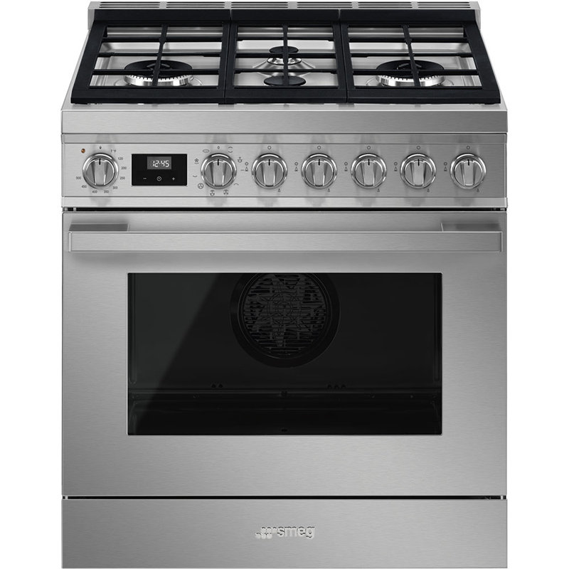 SMEG Portofino 30" 3.6 cu ft. Freestanding Dual Fuel Range, Steel