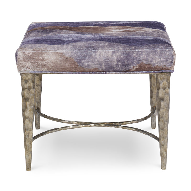Chiseled Square Ottoman, Venice Navy 100% Polyester