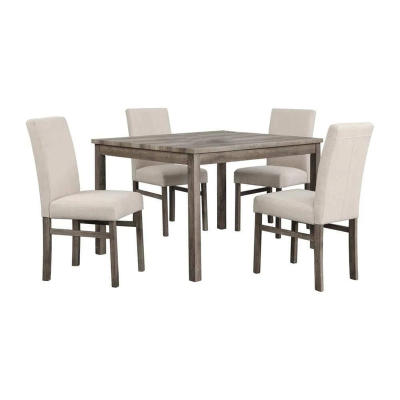 Ensemble de salle à manger 5 pièces 48 po avec 4 chaises d'appoint rembourrées, chêne