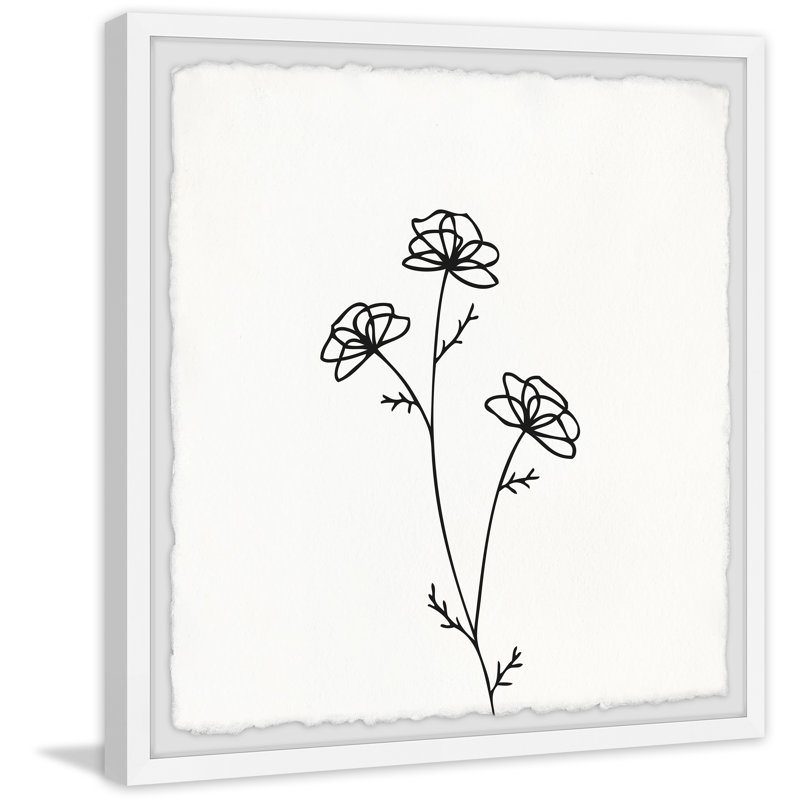 Poppy Outline - Single Picture Frame Painting, 81cm H x 81cm W x 3.81cm D