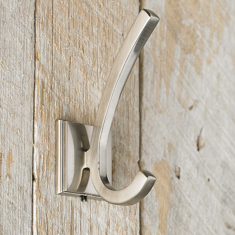 Transitional Metal Wall Hook, Brushed Nickel
