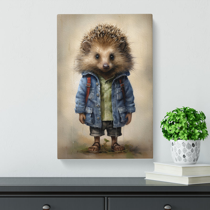 Hedgehog With Glasses - No Frame Print, 76cm H x 50cm W x 3cm D