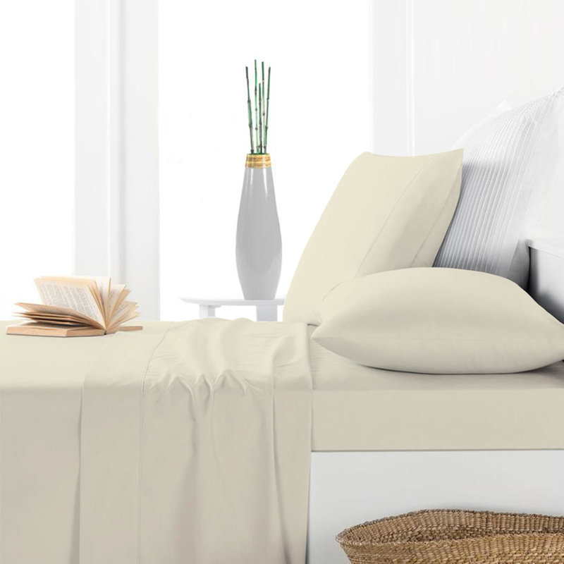 Prasoon 400 Thread Count Egyptian 100% Cotton Sheet Set, Double, Ivory