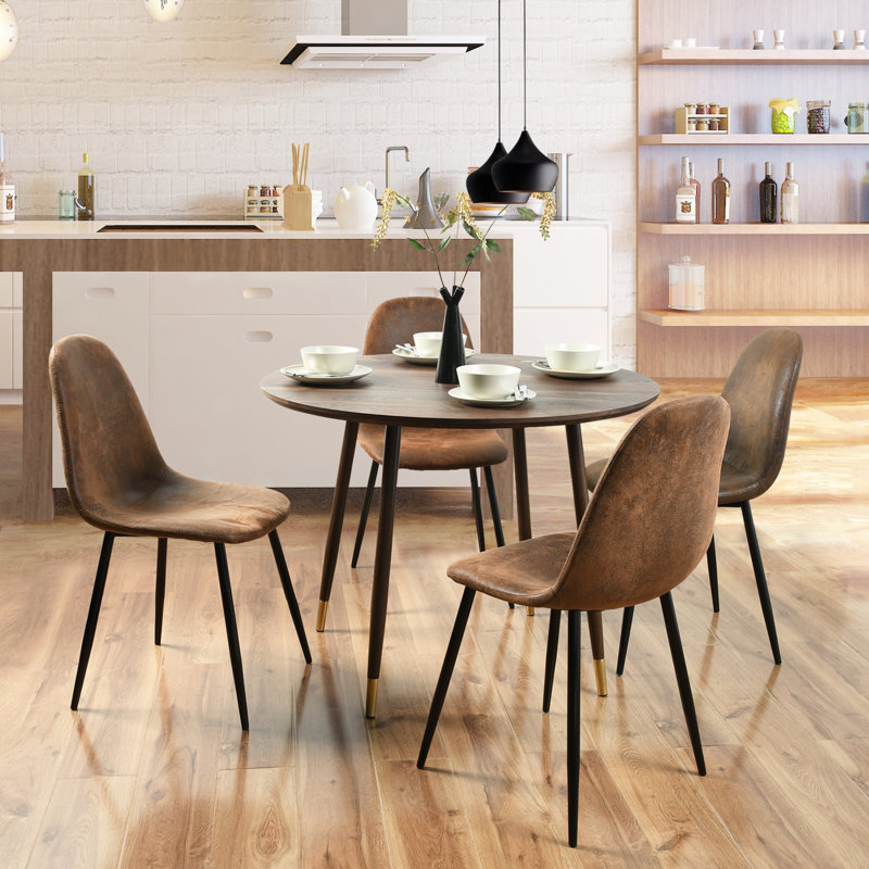 Aminur Round Metal Base Dining Table, 75 x 100 x 100cm