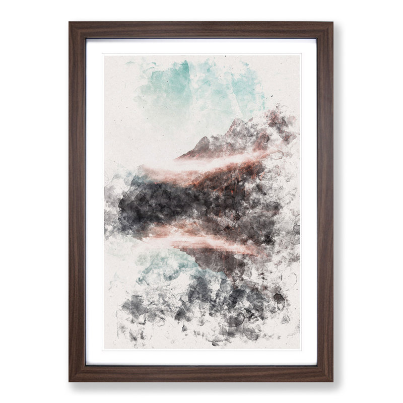 Lake in Italy - Picture Frame Painting Print, 33cm H x 24cm W x 2cm D, Walnut Framed