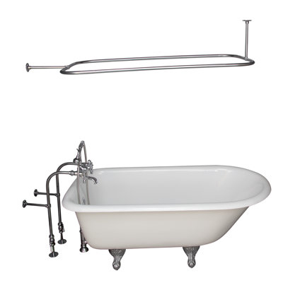 60'' x 30'' Freestanding Soaking Cast Iron Bathtub with Faucet