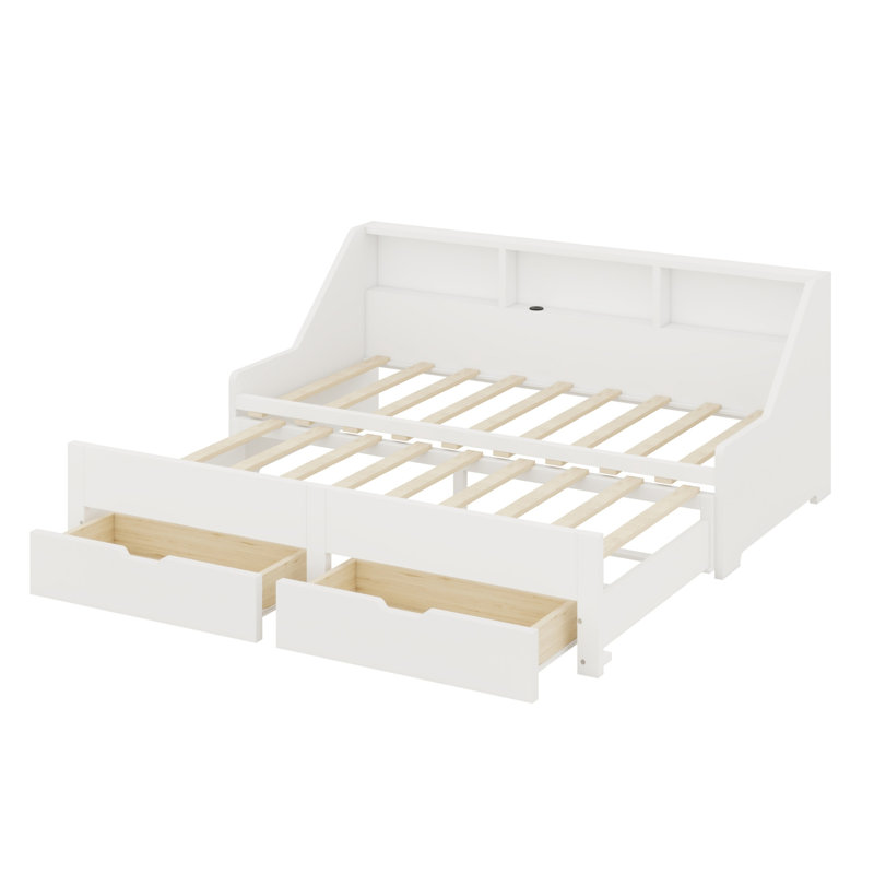 Lit de jour élégant, deux tiroirs intégrés, White