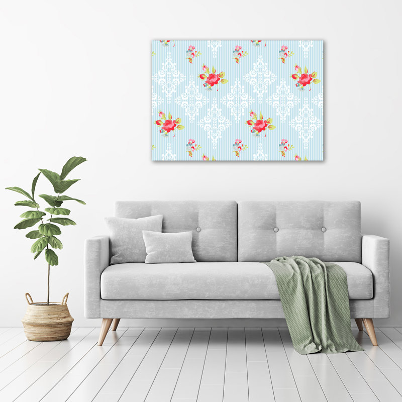 Roses And Ornaments - No Frame Print on Glass