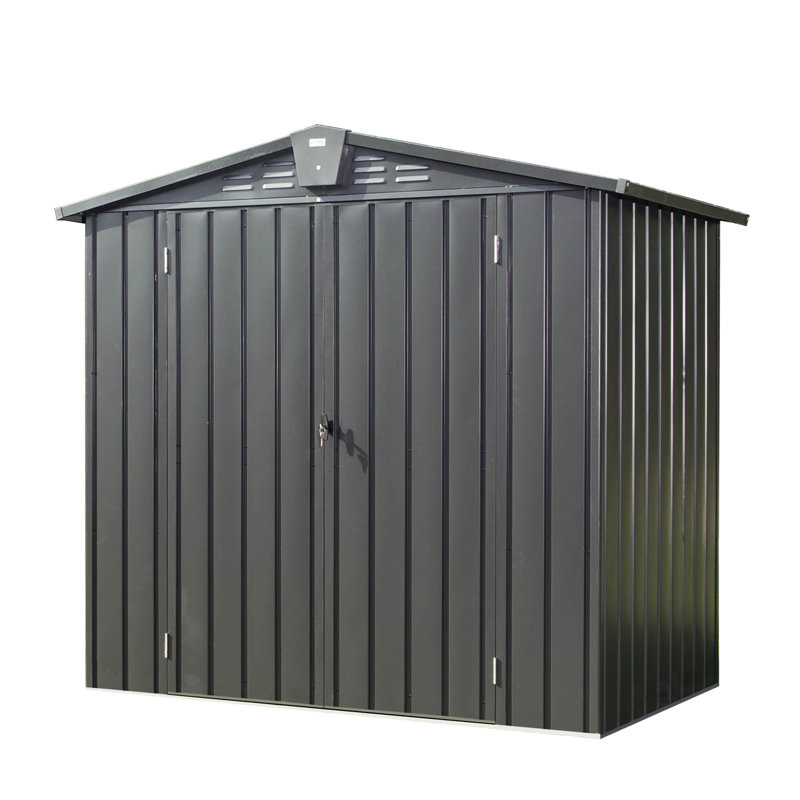 Large Outdoor Storage Shed 6.5X4.2Ft. Metal For Patio, Lawn. Fits Tools, Bicycles, Mowers. Lockable, Ventilated, Corrosion. Black Finish. 167 Cubic Feet 6.5'X4.2' Galvanized Steel Facility. For