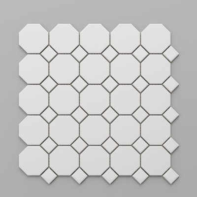 Geometry 2"x2" Octagon and Dot Mosaic Floor and Wall Tile