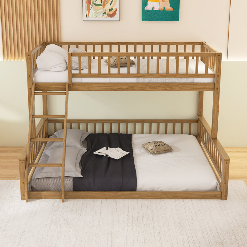 Bunk Bed With Ladder And Guardrails, Twin XL Over Queen, Yellow
