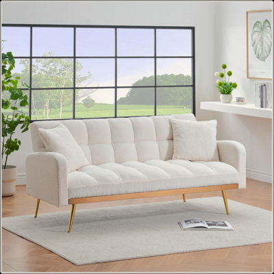 Canapé-lit convertible de 69 pouces avec dossier réglable à 3 positions, canapé en tissu pour petits espaces, salon et chambre à coucher