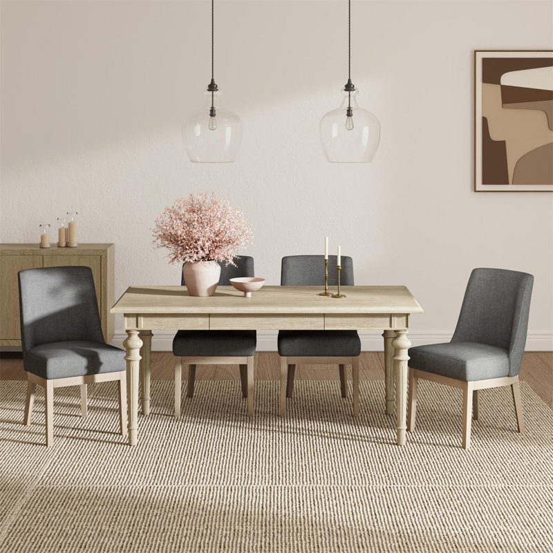 Julia 5-Piece Farmhouse Four Leg Dining Set, Gray, Oak