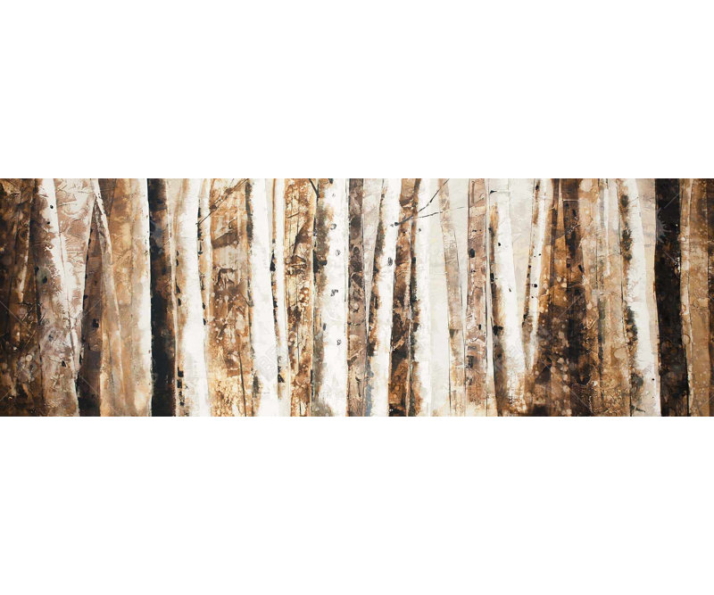 Arbres modernes sur toile brune | Décoration murale forêt abstraite