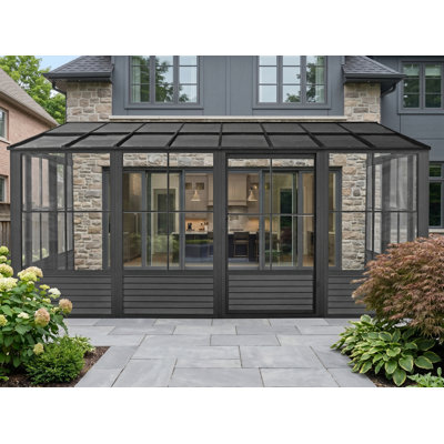 Solarium mural Gazebo Penguin Florence 3 m x 4,8 m, toit en polycarbonate noir