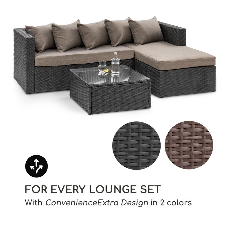 Theia Square Wicker Outdoor Coffee Table , 67cm cm W 65cm cm D, Black