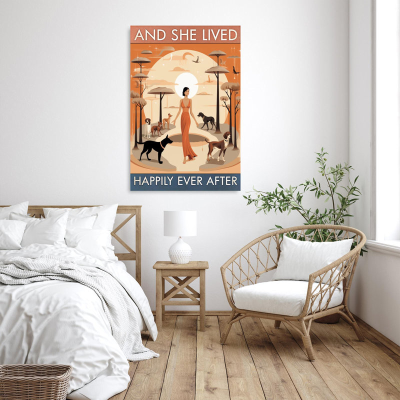 «Dogs And She Lived Happily» sur toile, H 36 po x l 24 po x P 1,25 po