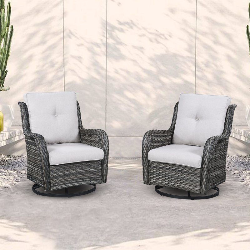 Chaise de patio avec coussins Tonry, Brun, gris