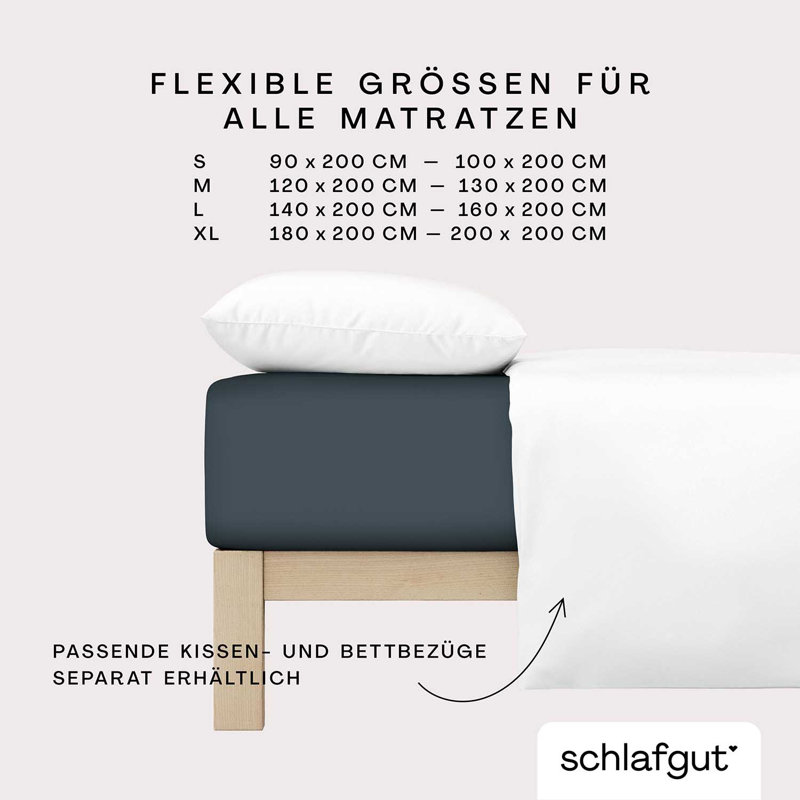 26 100% Cotton Jersey Knit Fitted Sheet, Gray Deep, L 140 x 200cm - 160 x 200cm