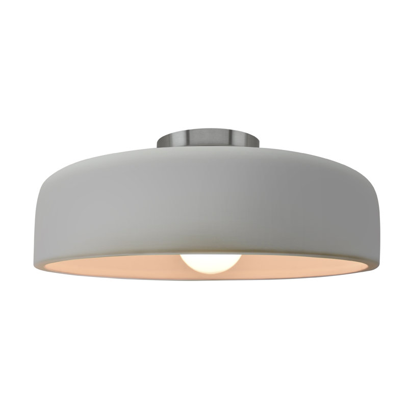 Plafonnier semi-encastré Radiance, Blanc mat, Nickel brossé, H 6,5 po x l 16 po x P 16 po