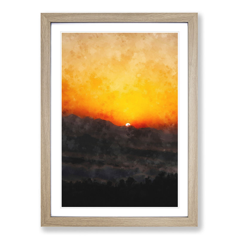 Indian Sunrise - Framed Print, 87cm H x 62cm W x 2cm D, Oak Framed