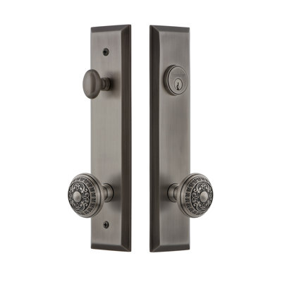 Fifth Avenue Tall Plate Complete Entry Set with Single Cylinder Deadbolot and Windsor Knob