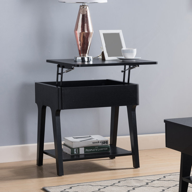 Black End Table, Lift Tabletop