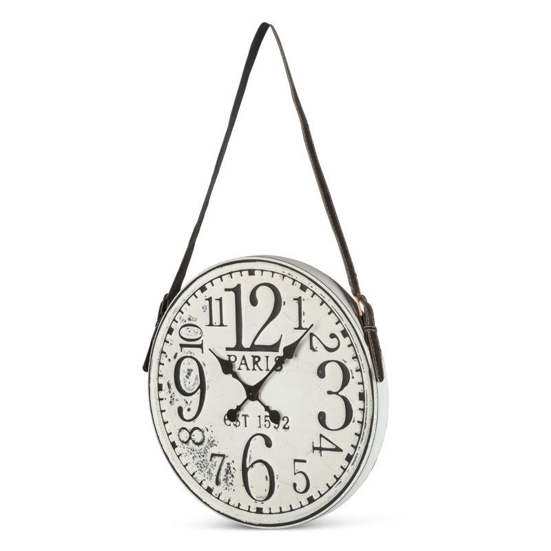 18.7-inch Diameter Battery-Operated White Washed Clock