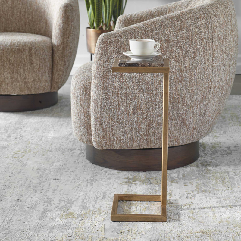 Table de bout Frame, Plateau brun / base dorée