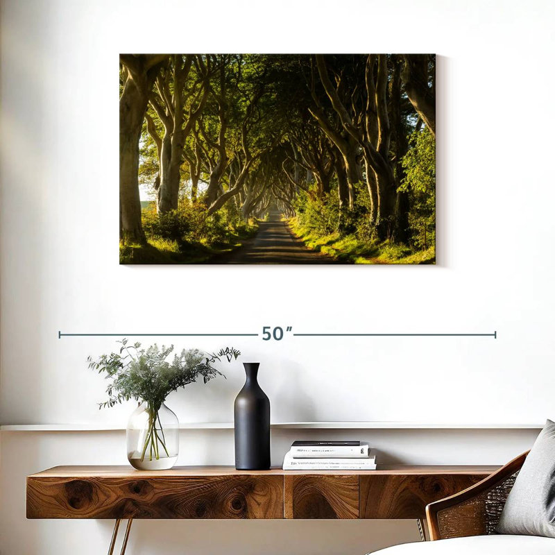 Harnek Sunlit Trees Path, 24" H x 36" W