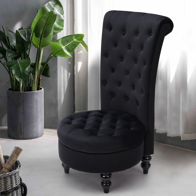 Annig Velvet Side Chair, Black Velvet, 1