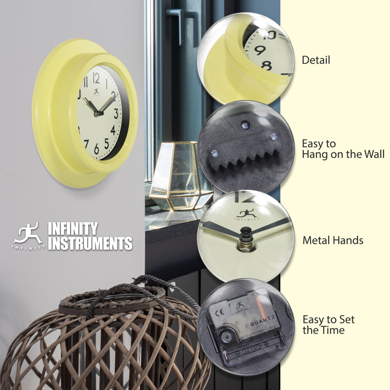 Retro Escape 9.75" Wall Clock, Yellow
