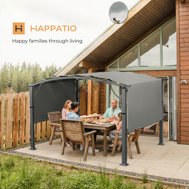 Pergola en aluminium avec auvent, Auvent gris / cadre gris, H 89,80 po x l 118,10 po x P 118,10 po