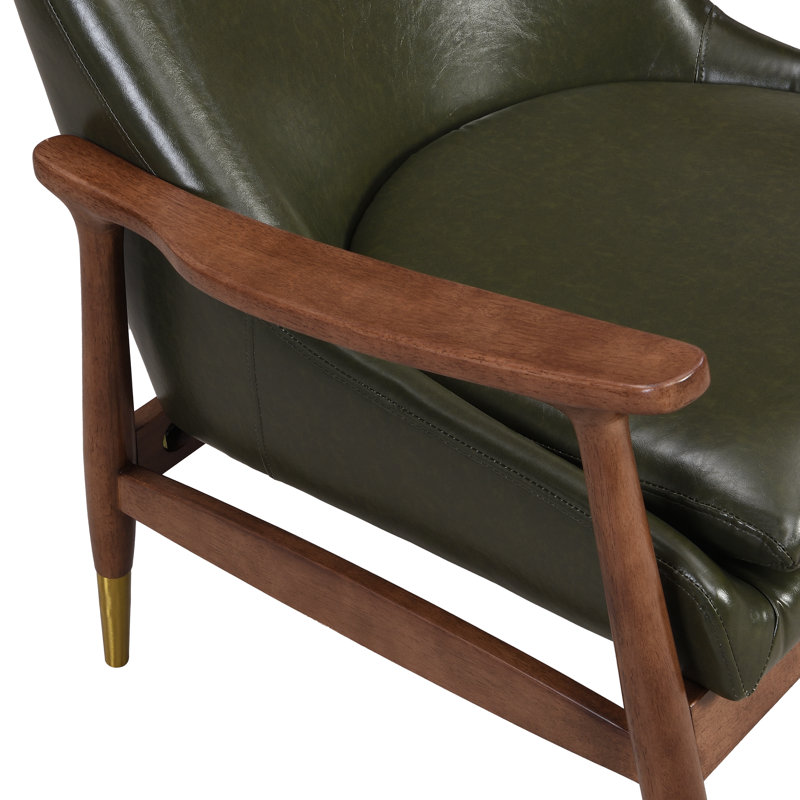 Marchese Raymond Faux Leather Upholstered Lounge Chair, Green Faux Leather