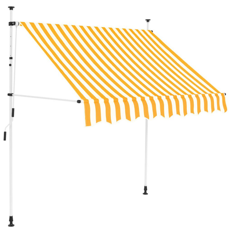 Auvent de porte / fenêtre rétractable en polyester, Yellow/Blue, 120" H x 59.1" W x 60" D, White