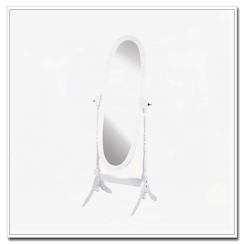 Wood Floor Mirror, White