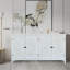 Armoire d'appoint blanche 60 pouces avec 4 portes, buffet en bois rustique pour la décoration et l'organisation