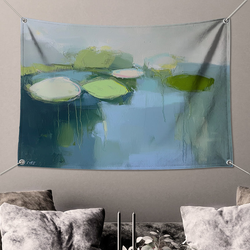 Tapisserie murale Lily - Décoration murale nature, H 104 po x 88 avec 4 œillets